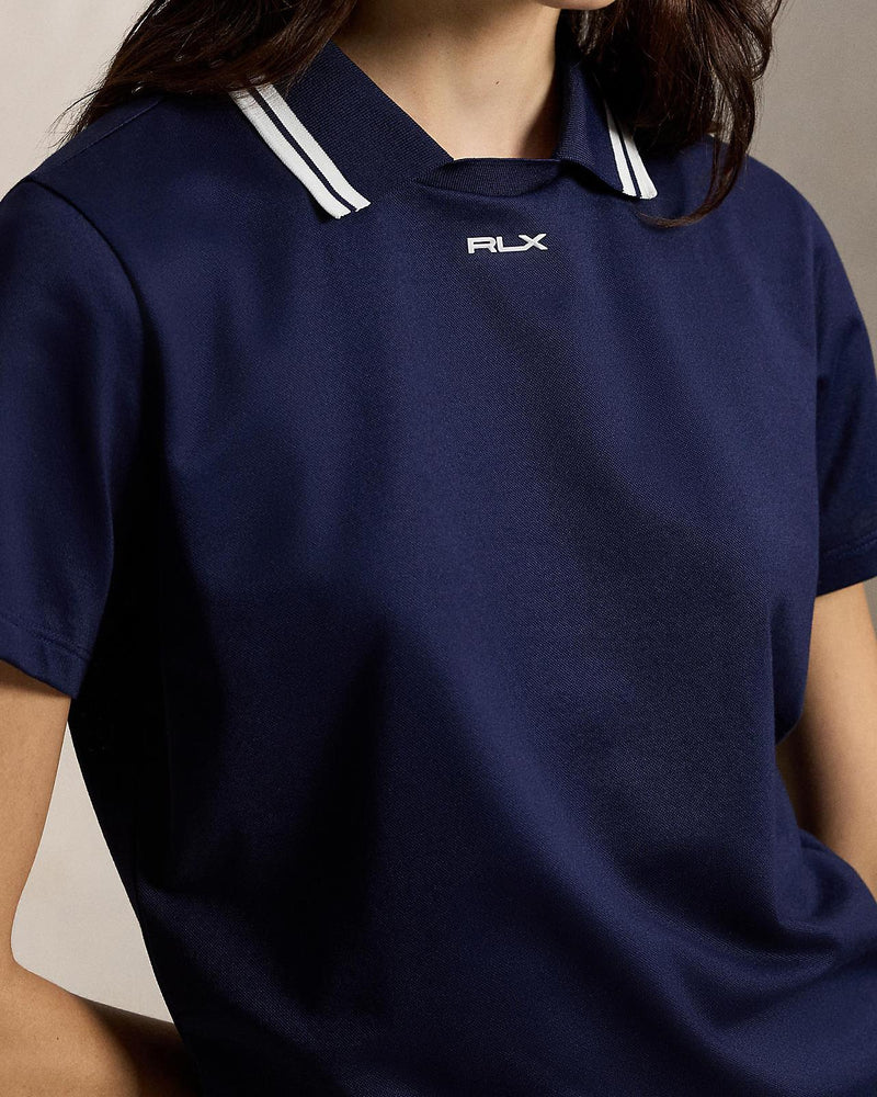 RLX Womens Jersey Layered Collar Polo Refined Navy/Ceramic White