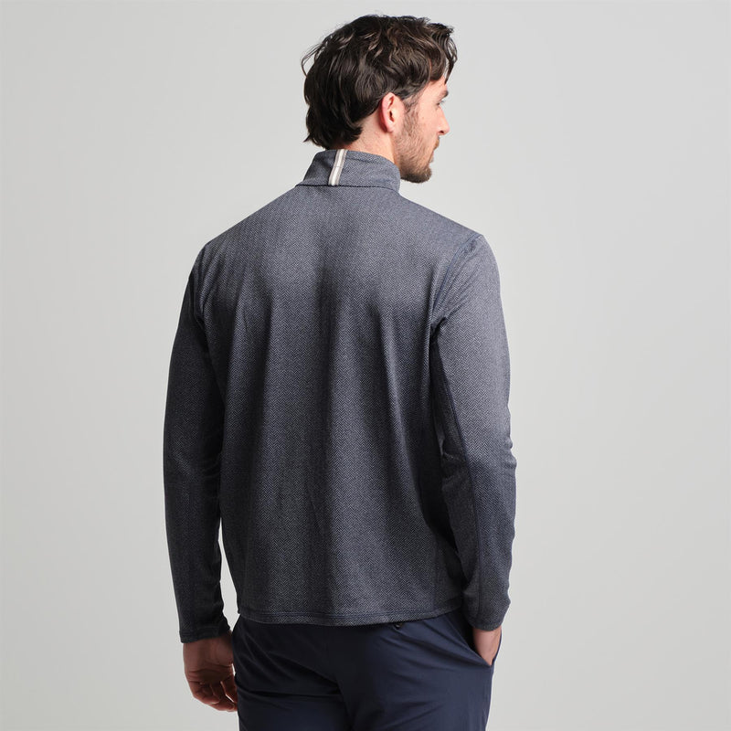 Palmer Performance Quarter-Zip Navy Herringbone