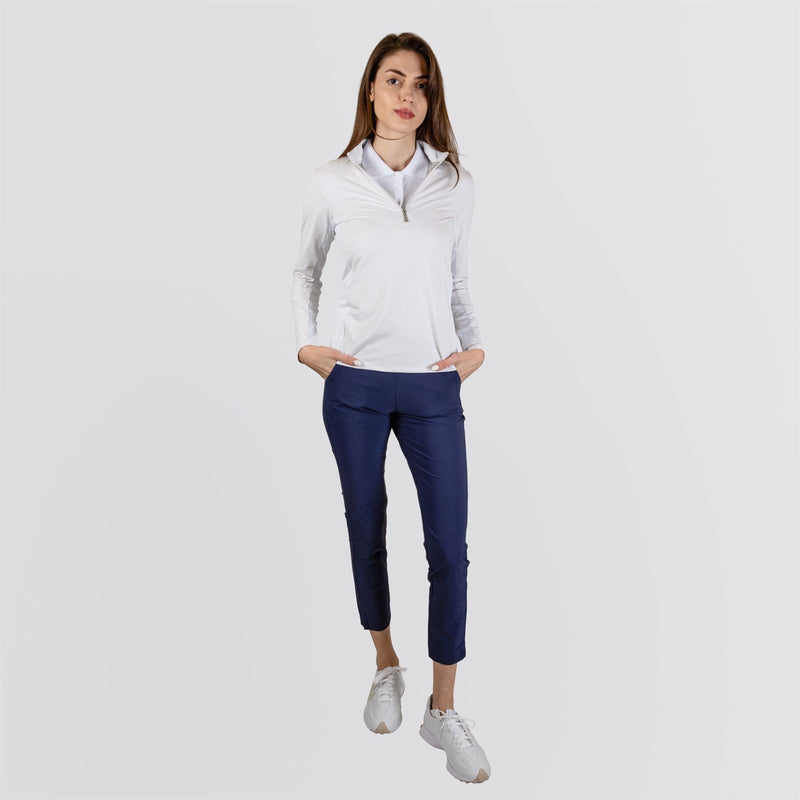 Womens Sunshine Print Half Zip Oyster/White