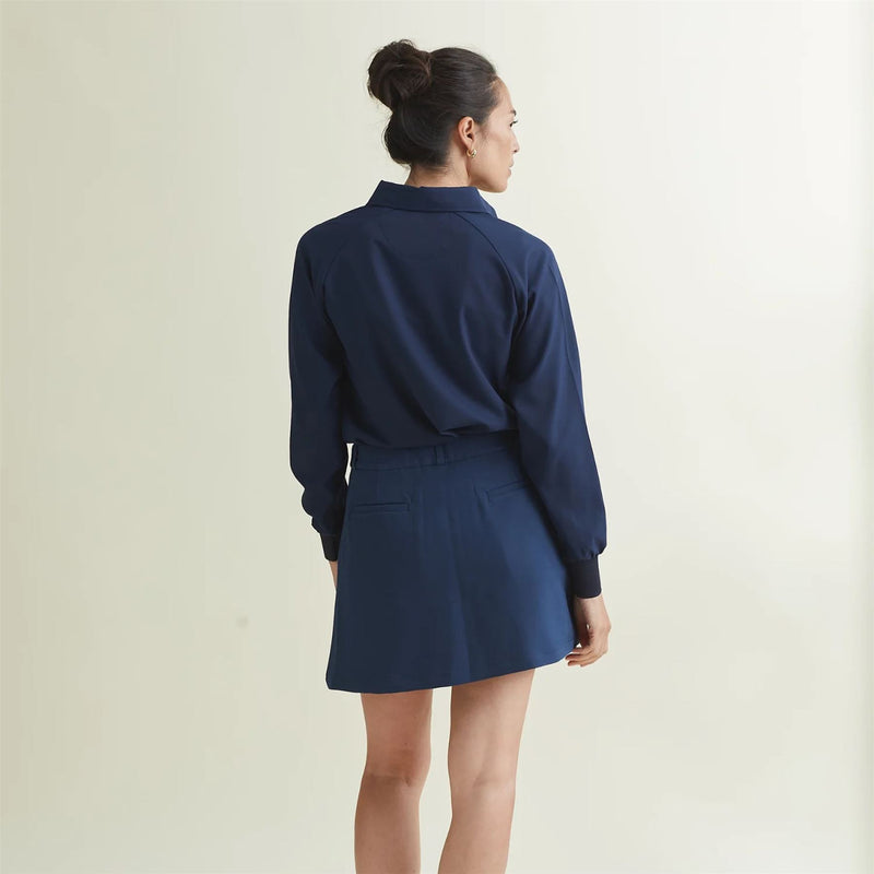Womens Raglan Button Up Shirt Dress Blues