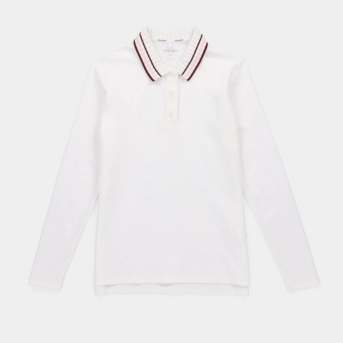 Womens LS Team Polo White/Wine
