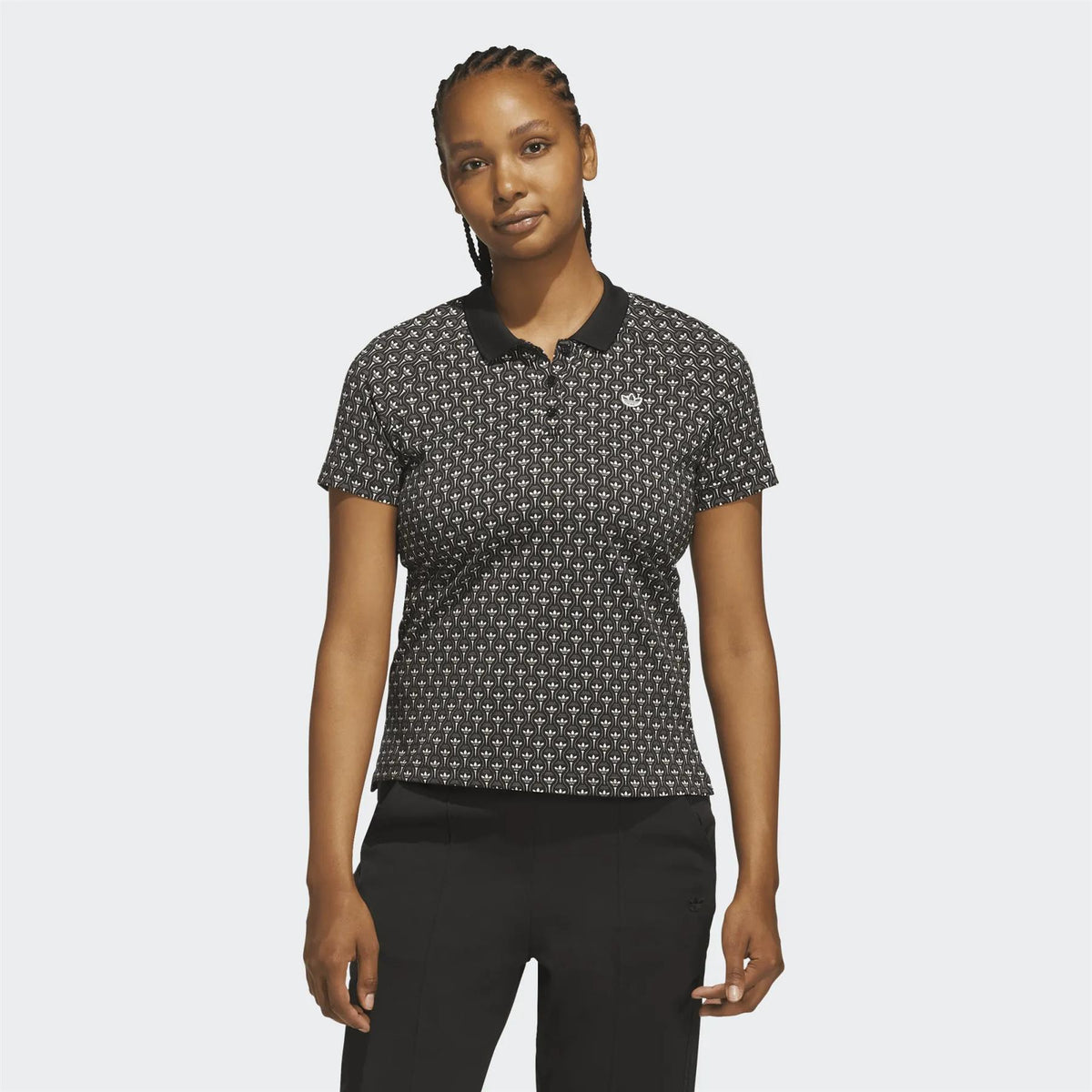 Womens Originals All Over Trefoil Polo Black/Chalk White