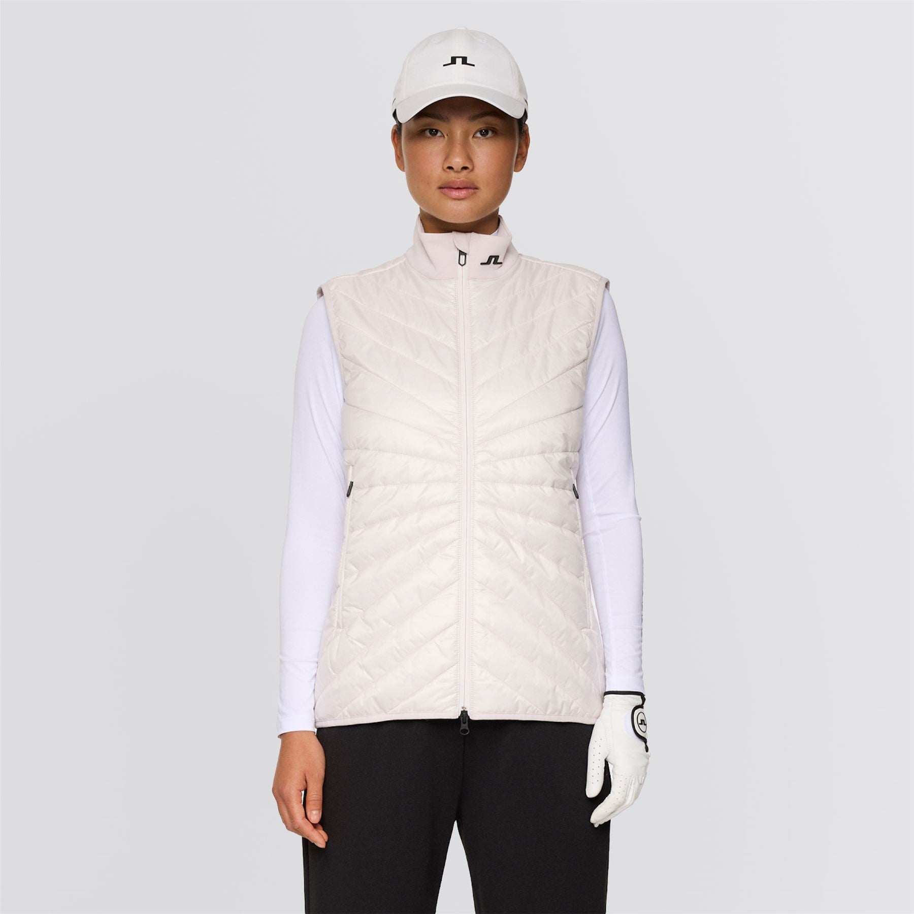 Womens Madde Quilt Hybrid Vest Gray Lilac