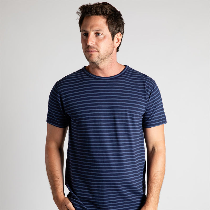 Alpha Slub Striped Tee Maltese Blue/Light Maltese Blue