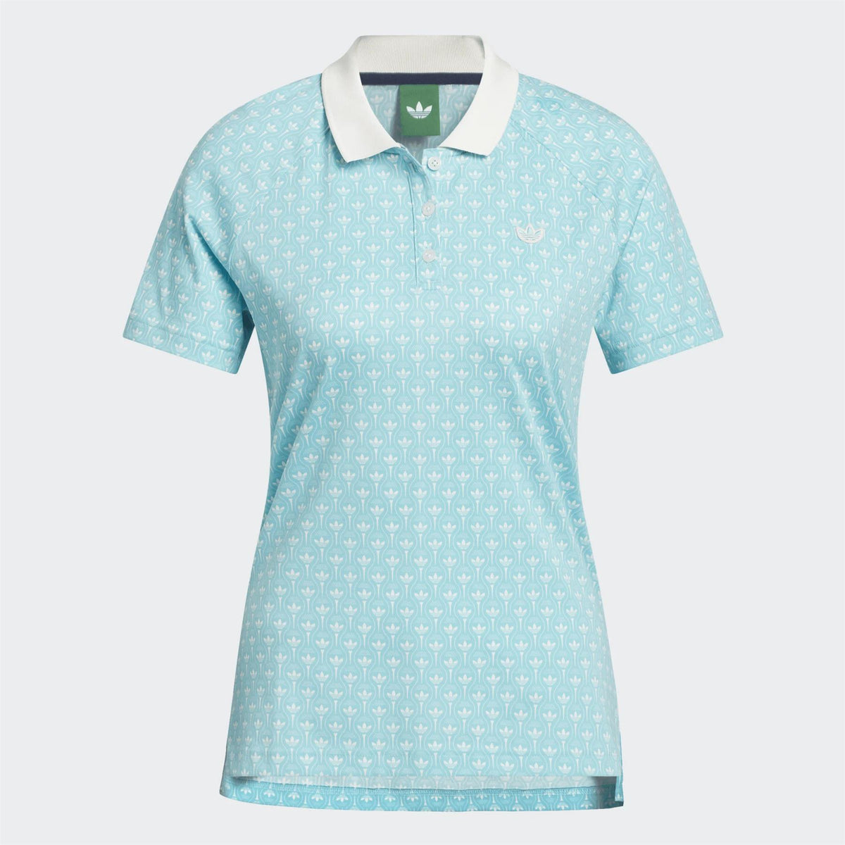 Womens Originals All Over Trefoil Polo Light Aqua/White