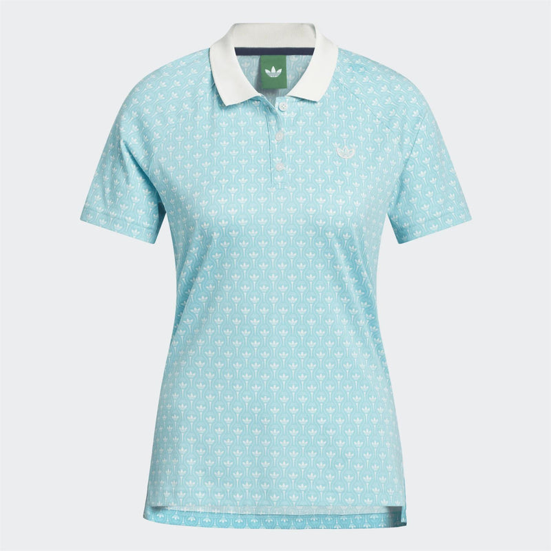 Womens Originals All Over Trefoil Polo Light Aqua/White