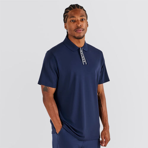 Evergreen Block Placket Polo Navy
