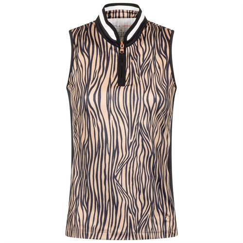 Womens The Zebra Print Sleeveless Polo Navy - AW24