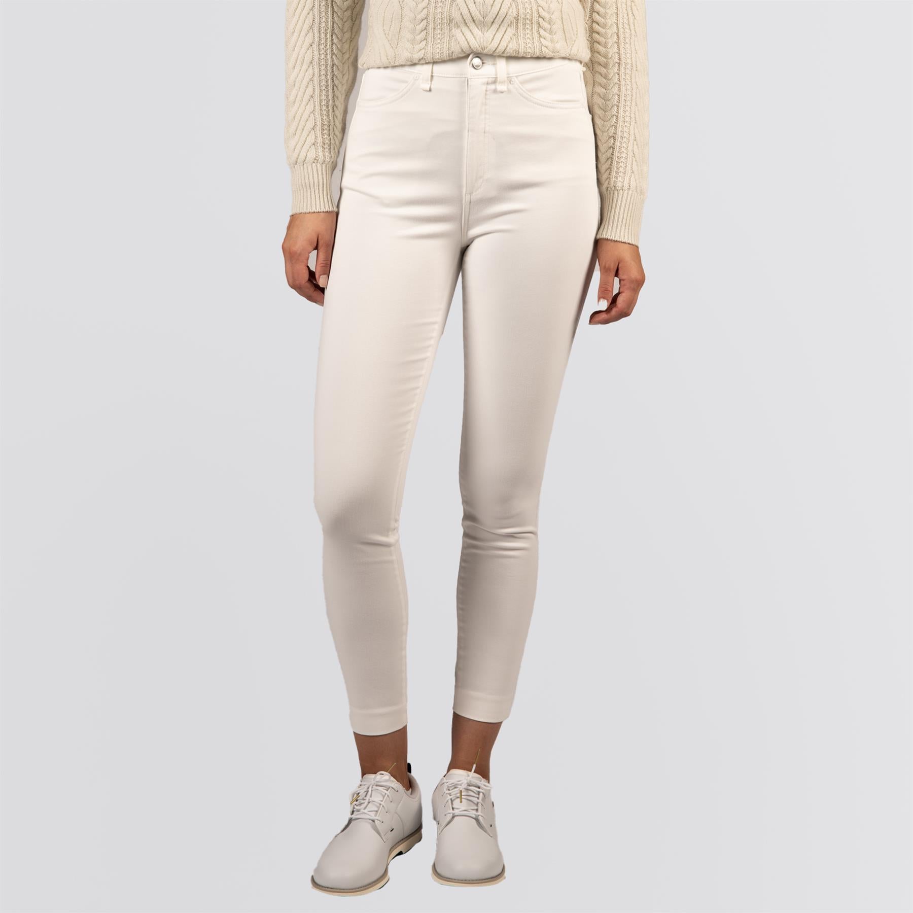 Womens Karlie Stretch Sateen High Rise Pants White