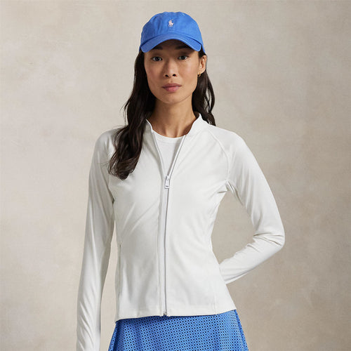 Womens RLX Full Zip Interlock Binding Mid Layer Ceramic White