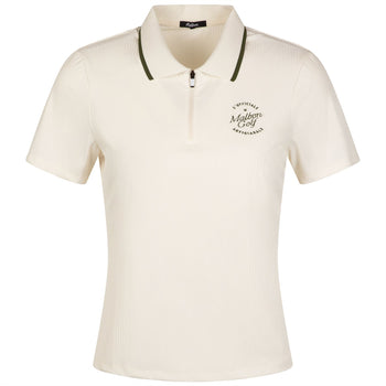 Malbon Golf Camilla Quarter Zip Polo Ivory | TRENDYGOLF USA