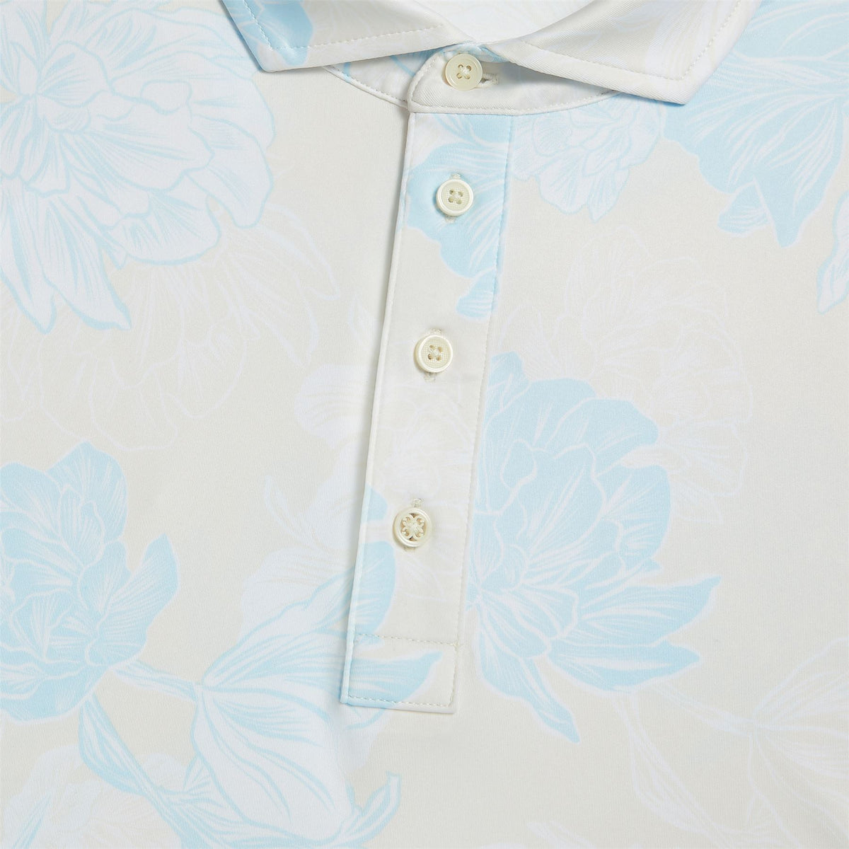 Stamped Floral Tech Jersey Polo Stone