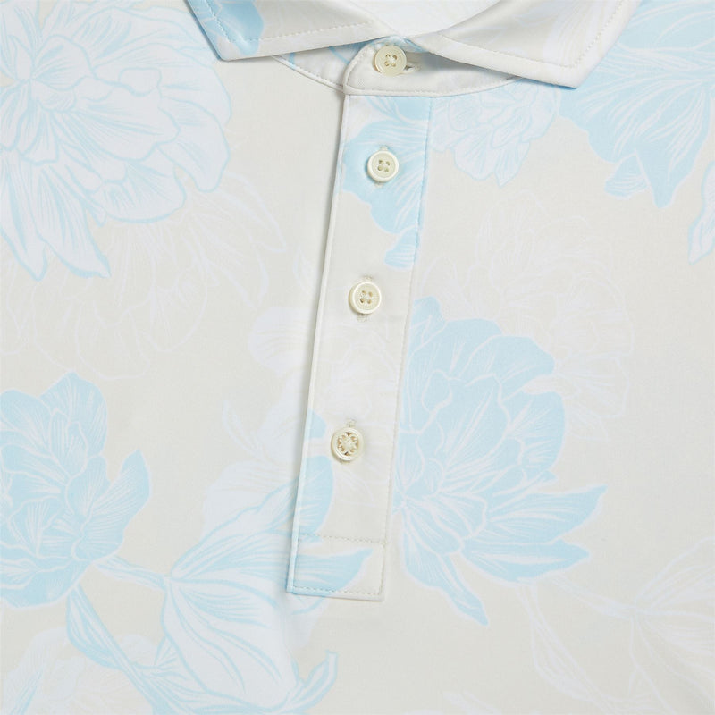 Stamped Floral Tech Jersey Polo Stone