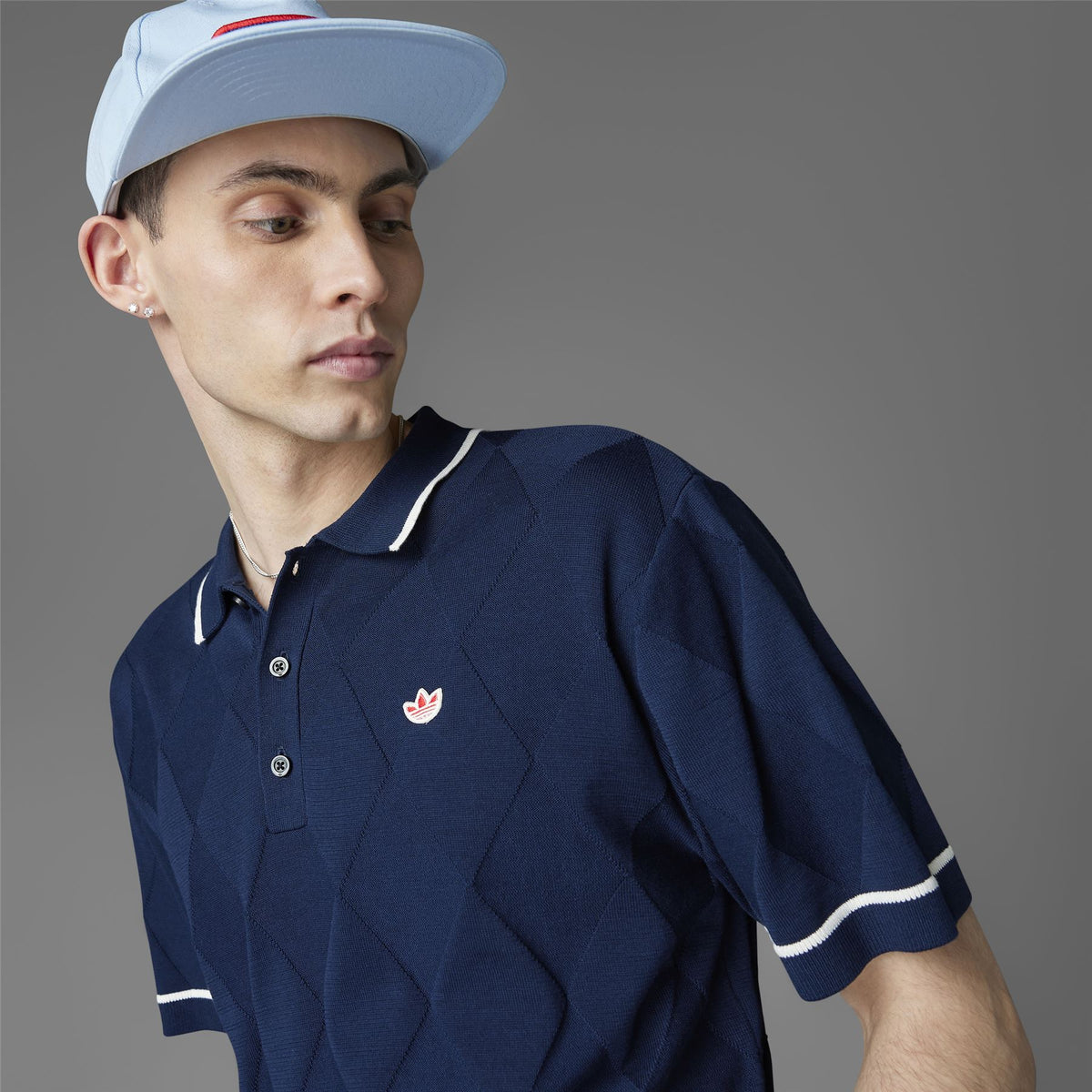 Argyle Knit Polo Night Indigo