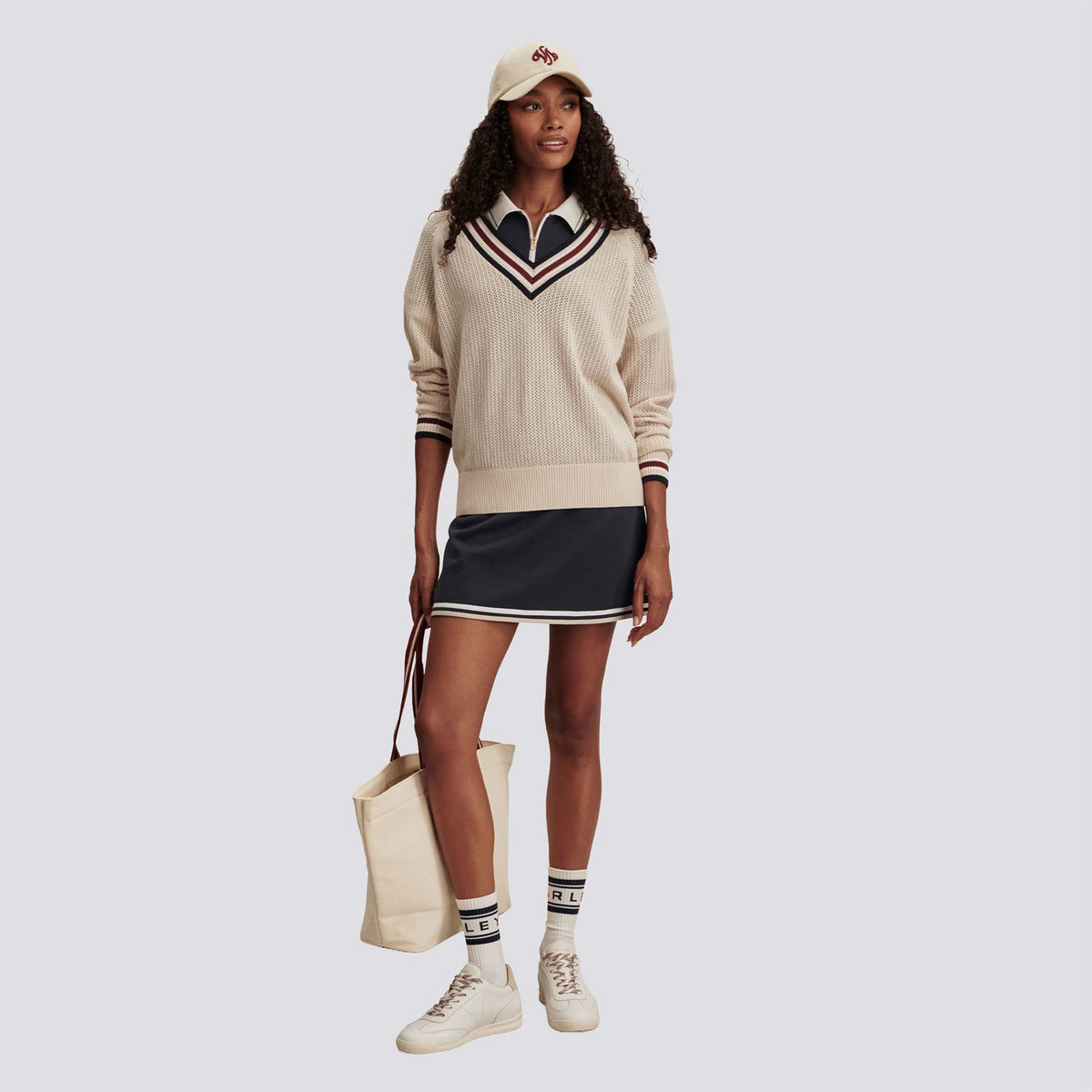 Womens Maurice V-Neck Sweater Oat Milk