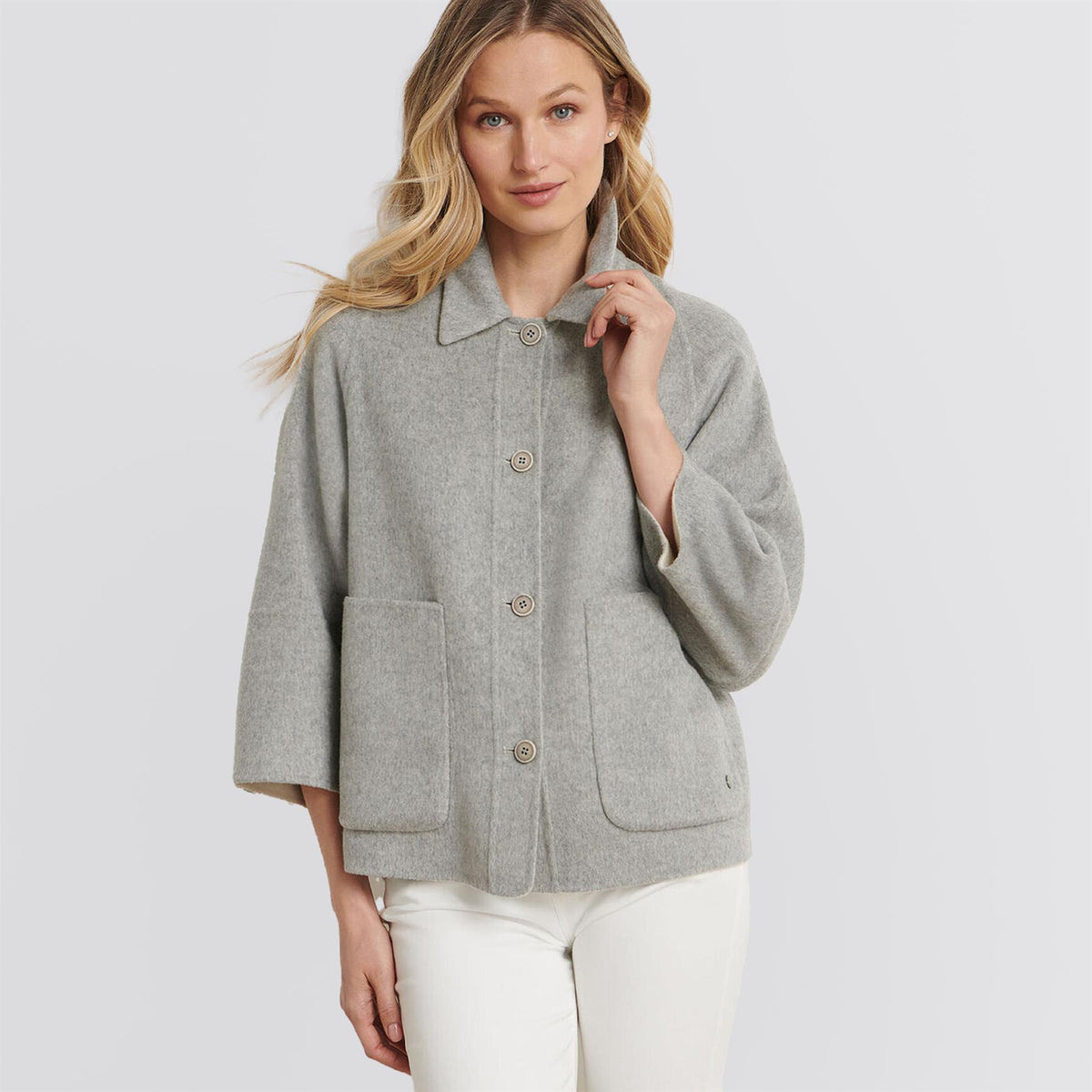 Womens Molly Reversible Double Face Jacket Light Gray/Ivory