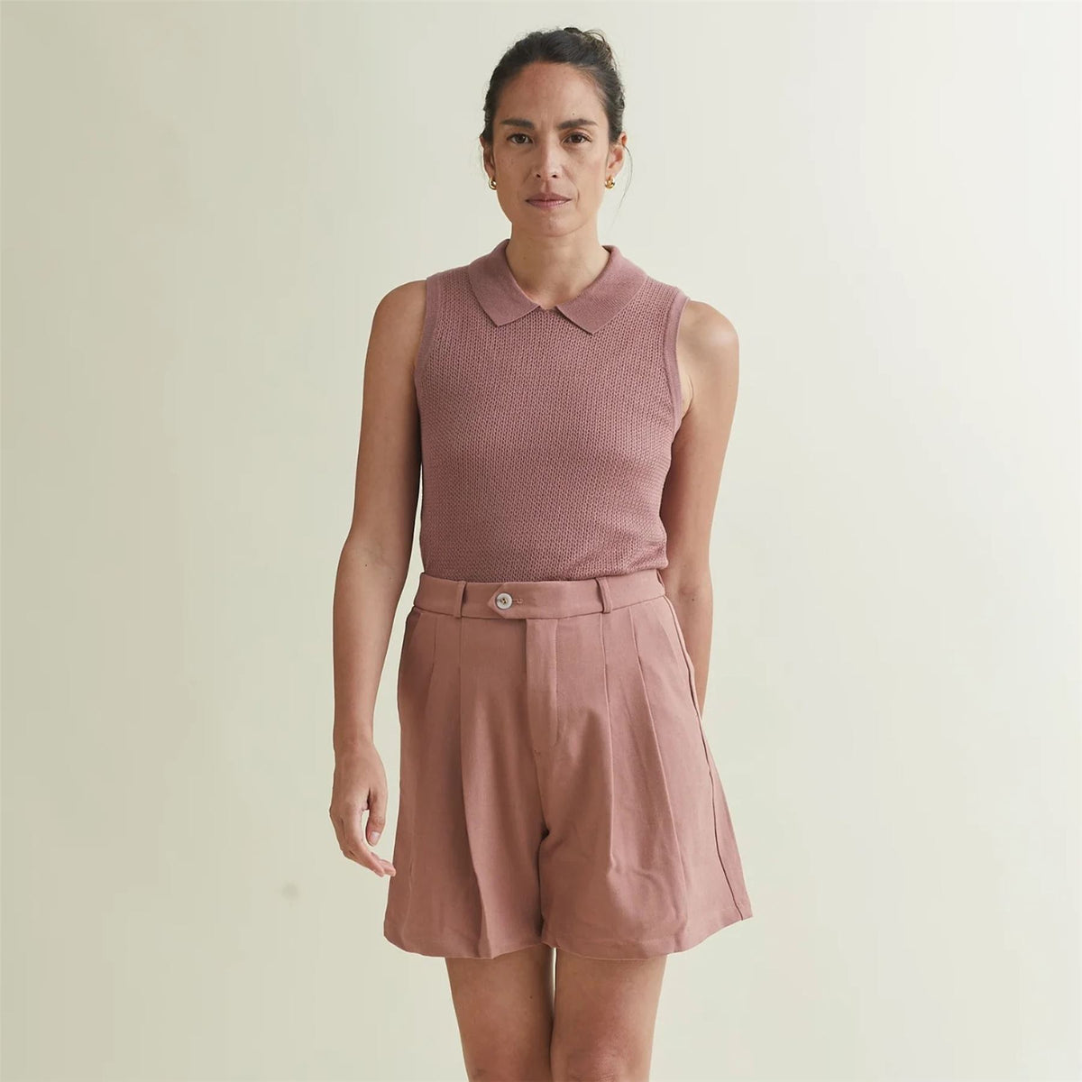Womens Trouser Shorts Mauve