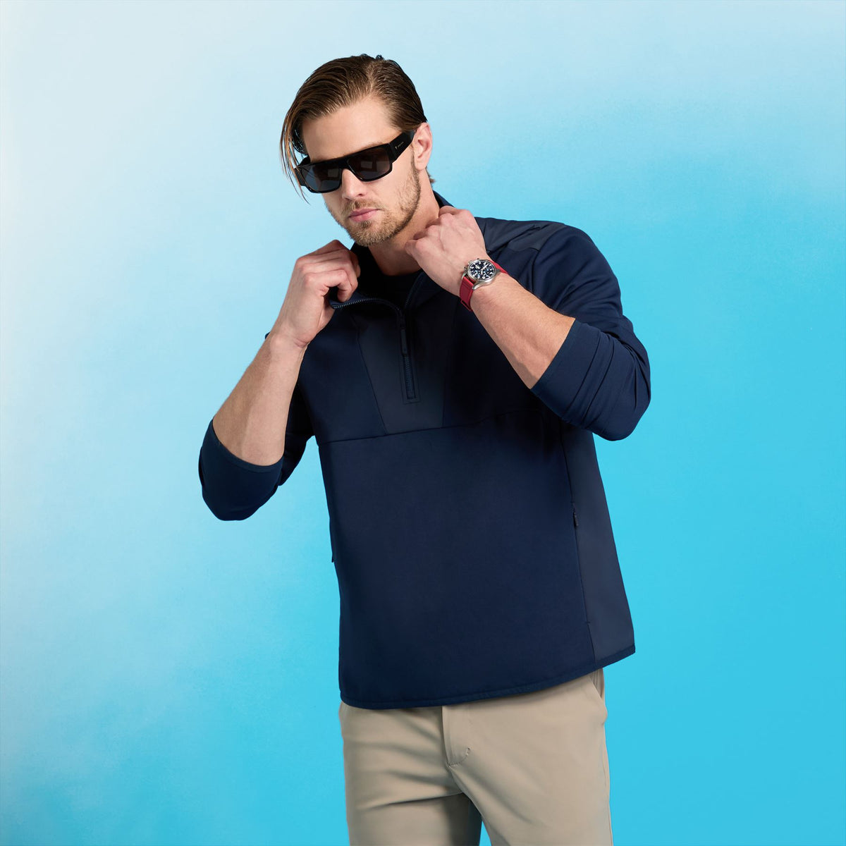 Paneled Hybrid Pullover Twilight