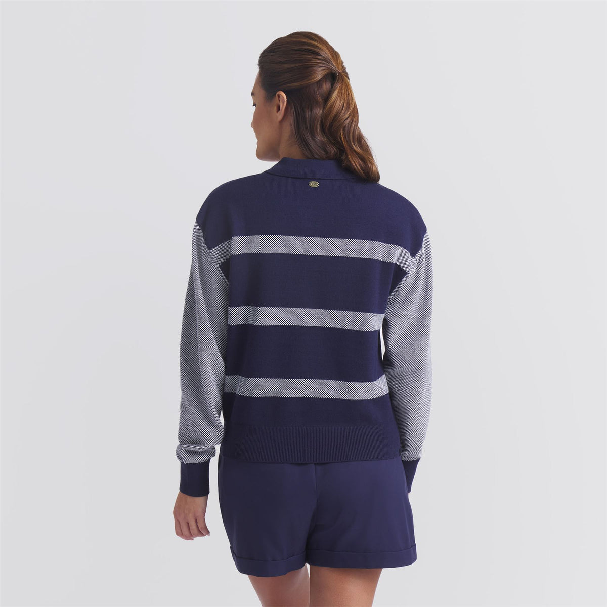 x AP Womens Sweater Collared Quarter Zip Deep Navy