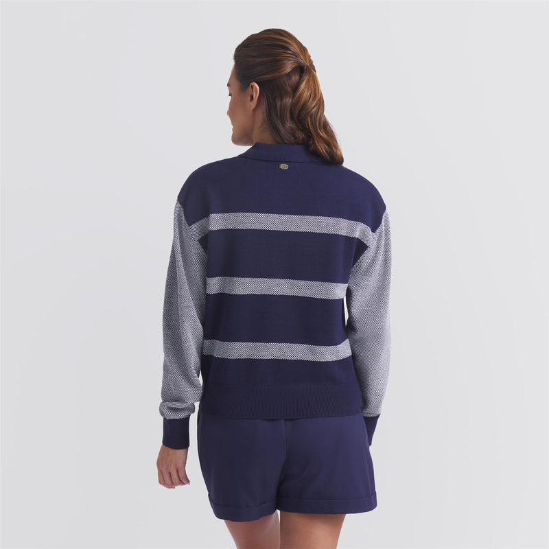x AP Womens Sweater Collared Quarter Zip Deep Navy