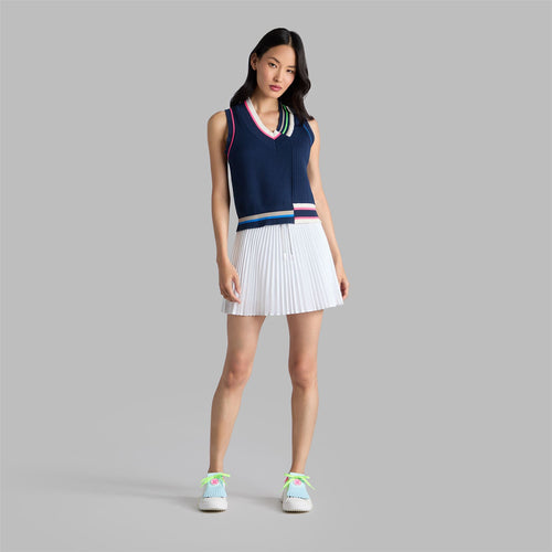 Womens Engineered Stripe Sweater Vest Twilight