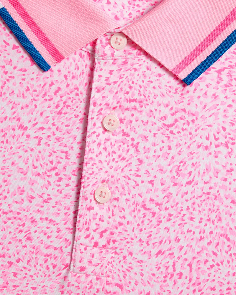 Fireworks Print Tech Jersey Polo Blush
