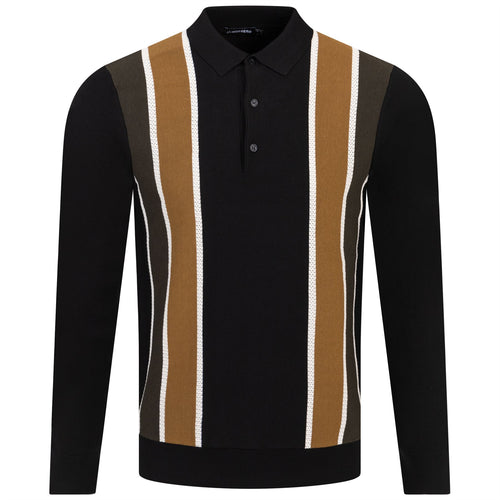 Heden Striped Knitted Polo Black - AW23