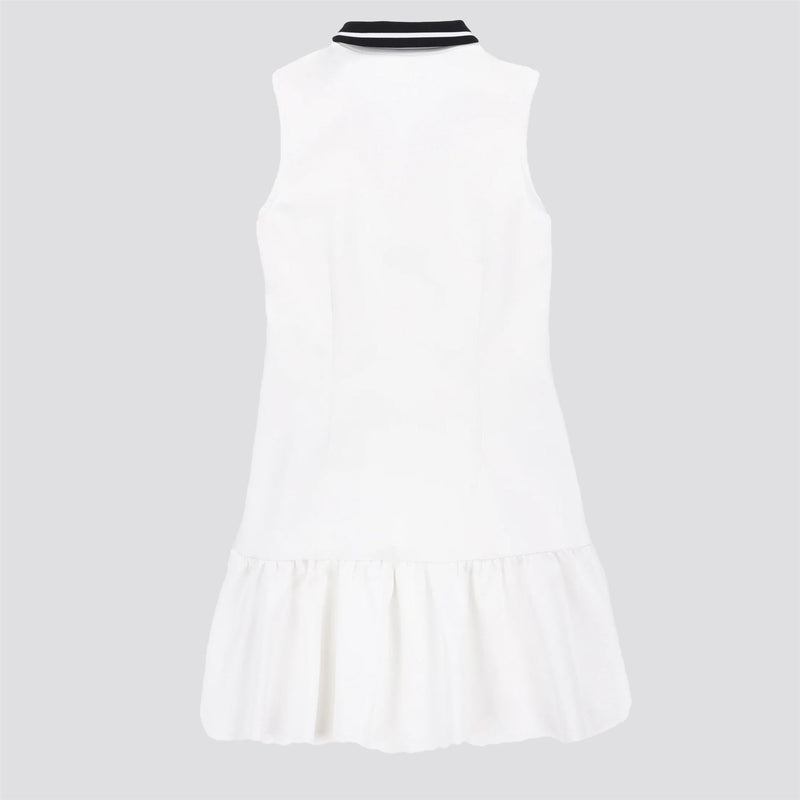Womens Airloft Ruffle Hem Dress White/Black