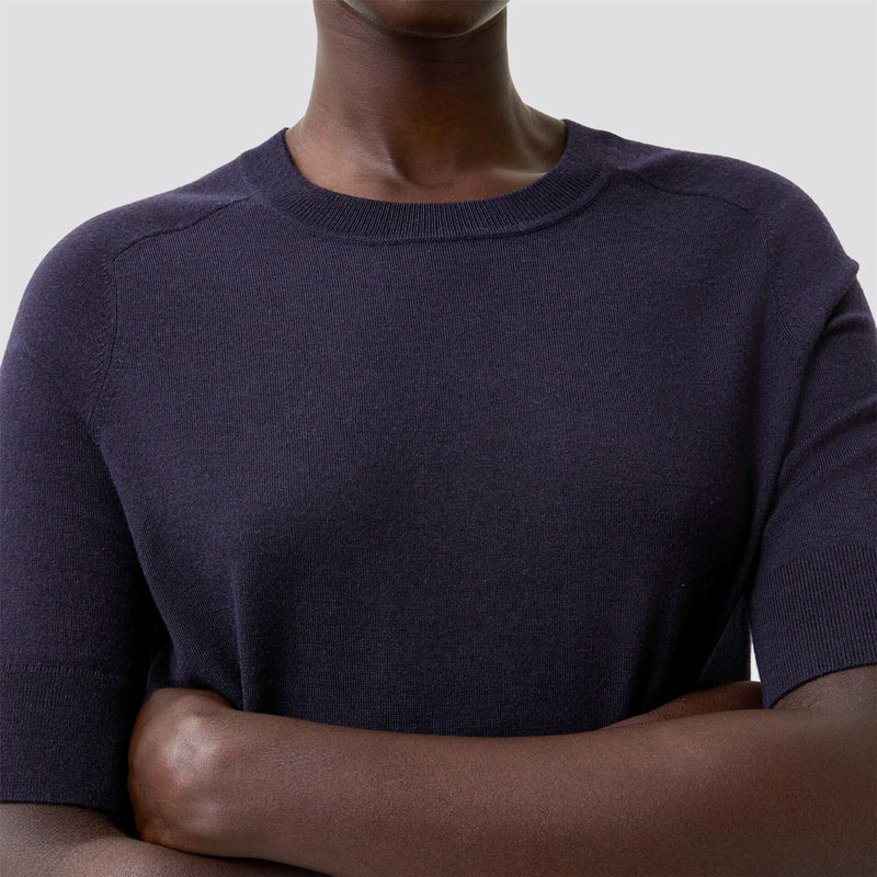 Womens Izzy Short Sleeve Sweater Navy