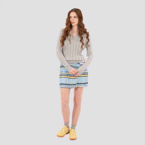 Womens LS Textured Knit Polo Marl Grey