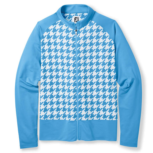 Womens Full Zip Houndstooth Print Mid Layer Blue - AW23
