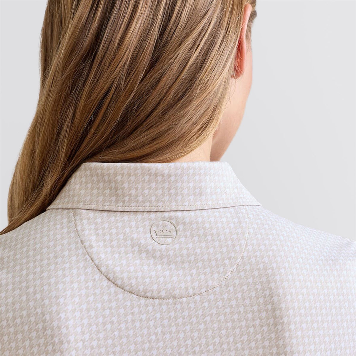 Womens Houndstooth Print Polo Light Elm