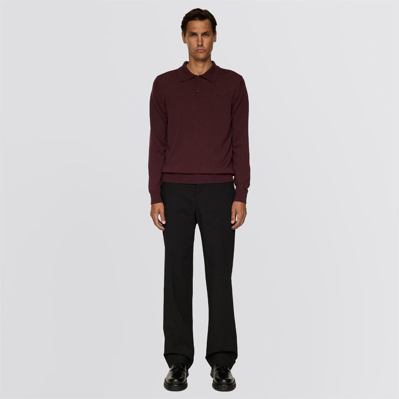 Kai Knitted Merino Polo Huckleberry