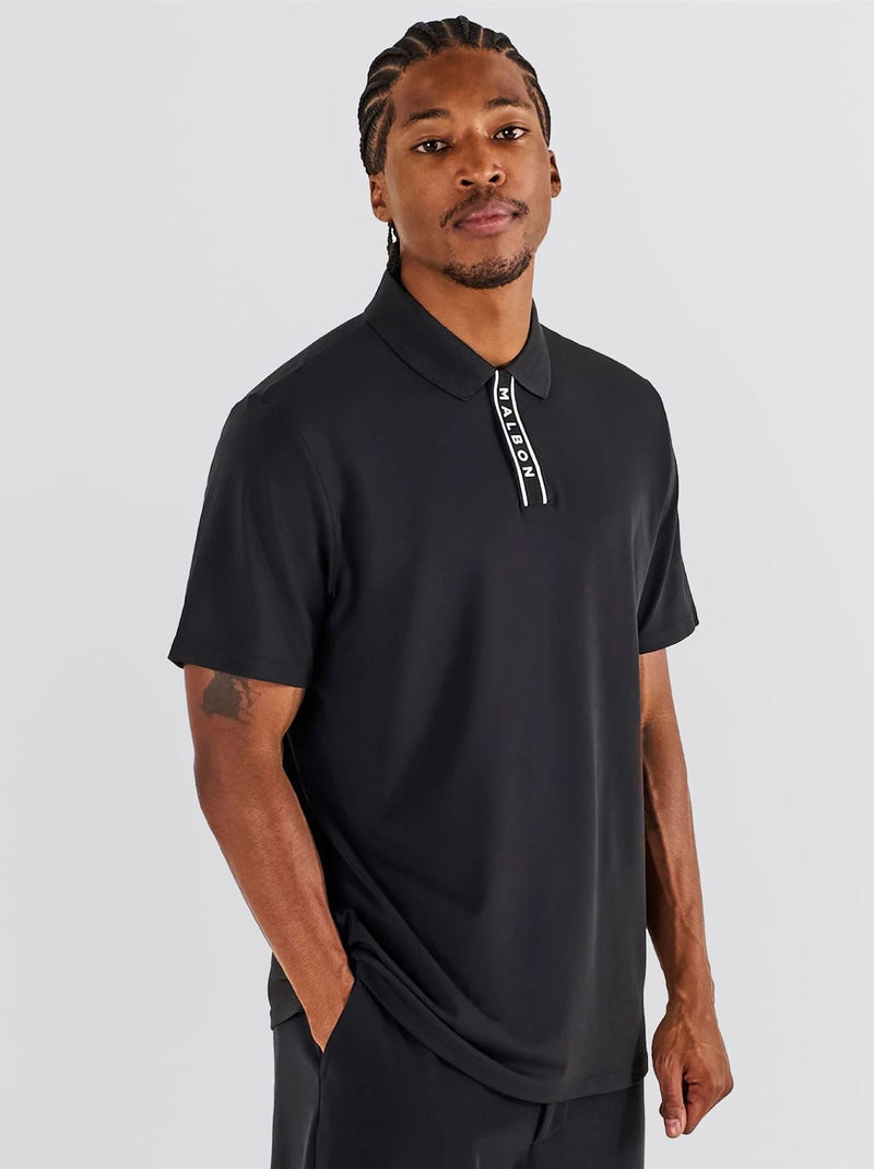Evergreen Block Placket Polo Black