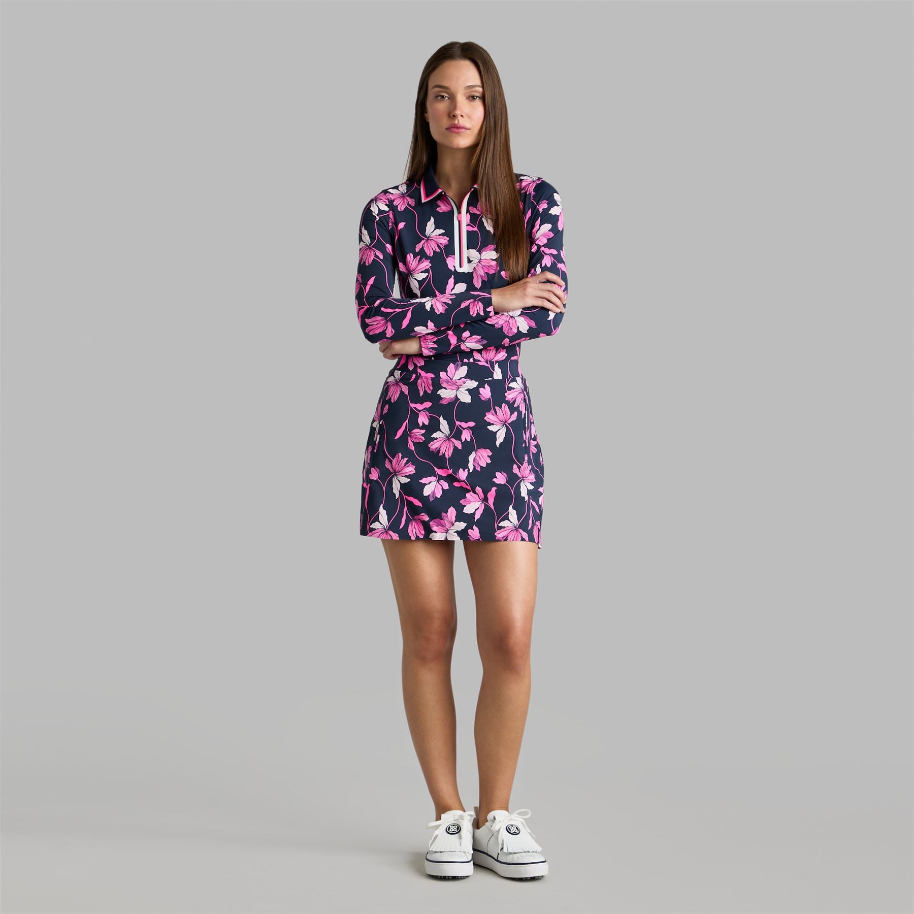 Womens Iris Silky Tech Nylon LS Polo Twilight