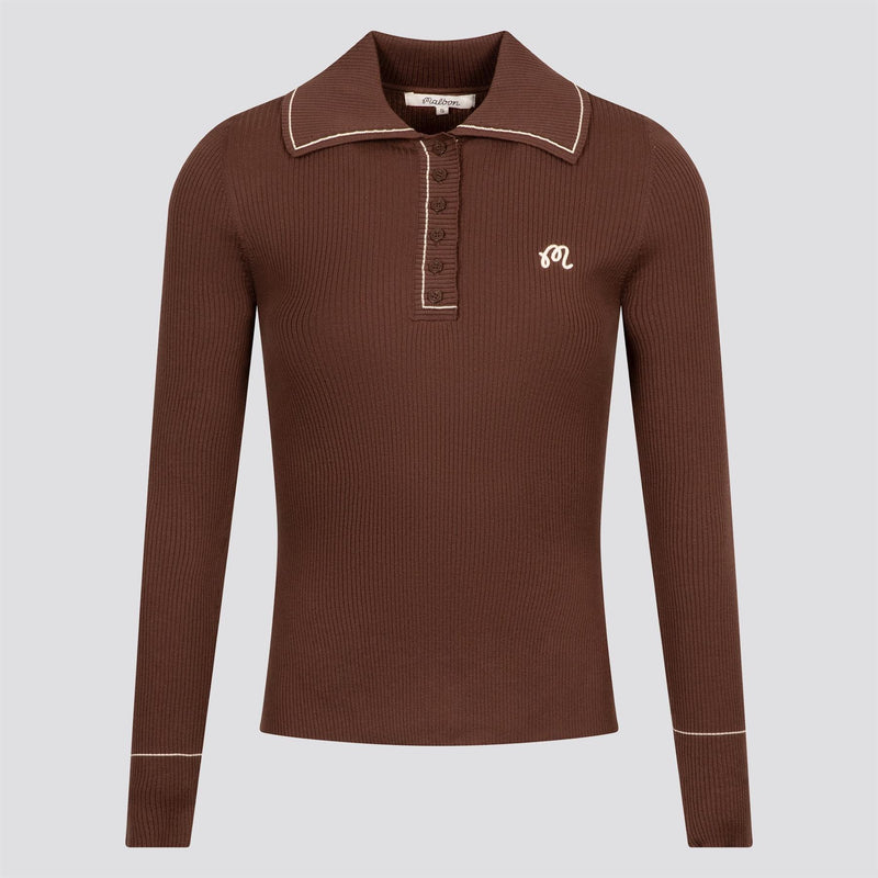 Womens Agatha Knit Polo Mahogany
