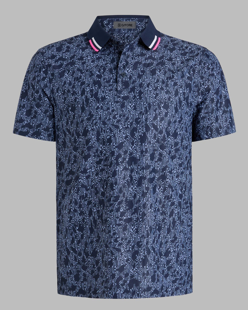Woody Contrast Collar Tech Pique Polo Twilight