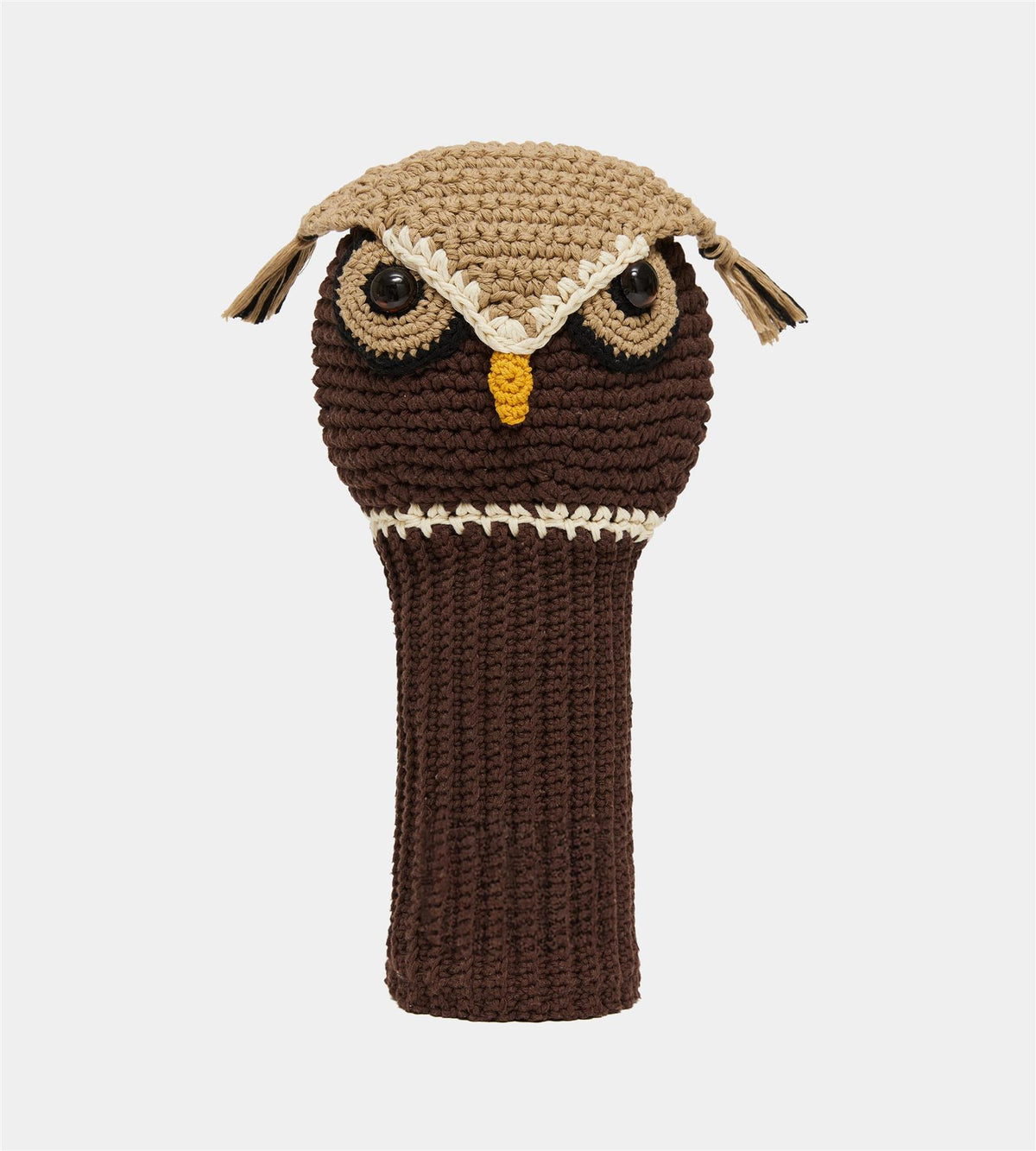 Womens Owl Crochet Club Cover  Brown