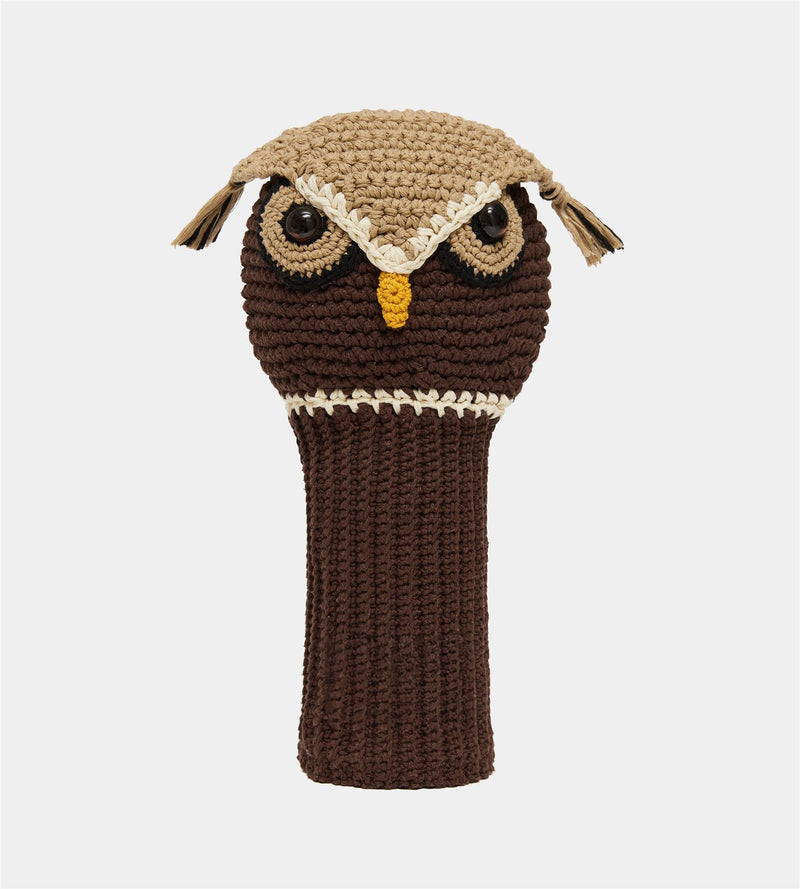 Womens Owl Crochet Club Cover  Brown