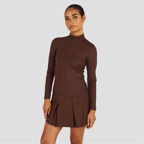 Womens Kelly Mockneck Mid Layer Mahogany