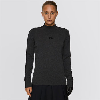 J.Lindeberg Womens Adeline Knitted Sweater Dark Gray Melange