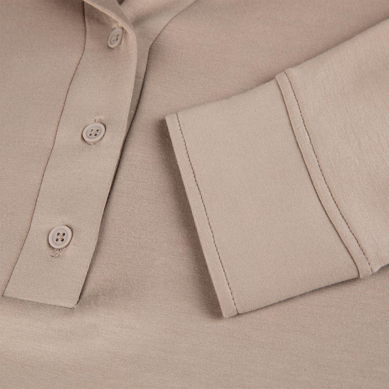Womens Polo V-Neck Top Cobblestone