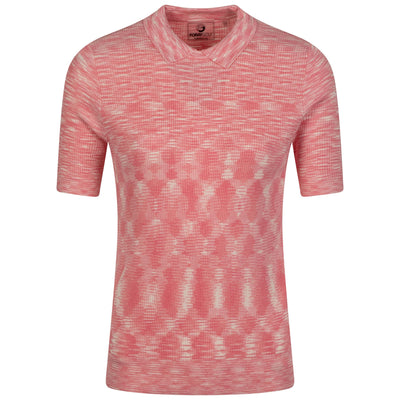 Womens Space Dye Knit Polo Melange Pink
