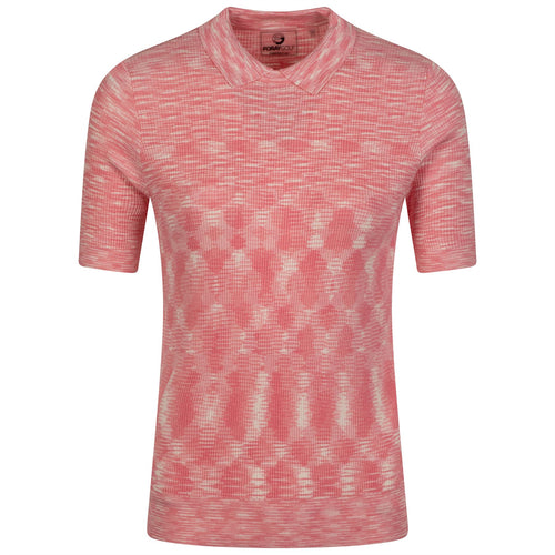 Womens Space Dye Knit Polo Melange Pink