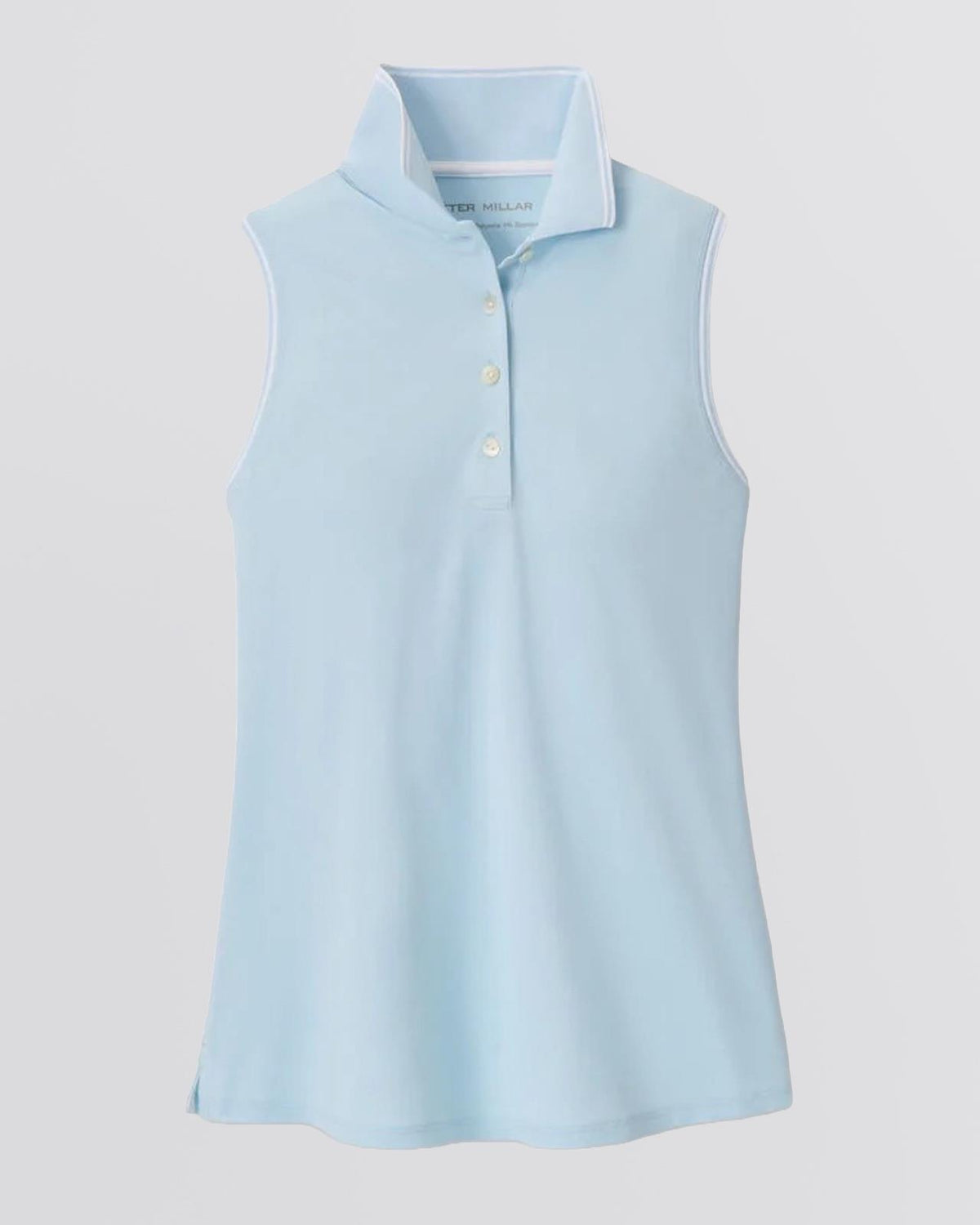 Womens Canterbury Tipped Sport Mesh Sleeveless Polo Blue Brisk/White