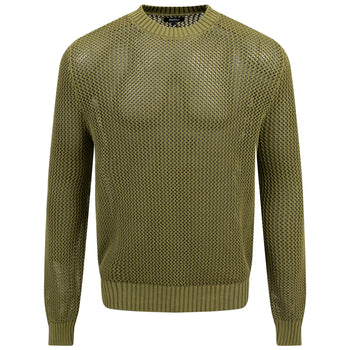 Malbon Golf Pigment Dyed Fishnet Sweater Military Green