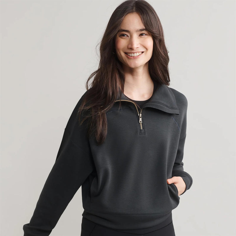Womens DreamGlow Quarter Zip Sweat Top Black