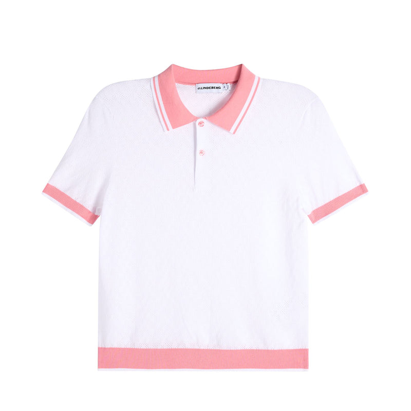 Womens Polly Pointelle Polo White