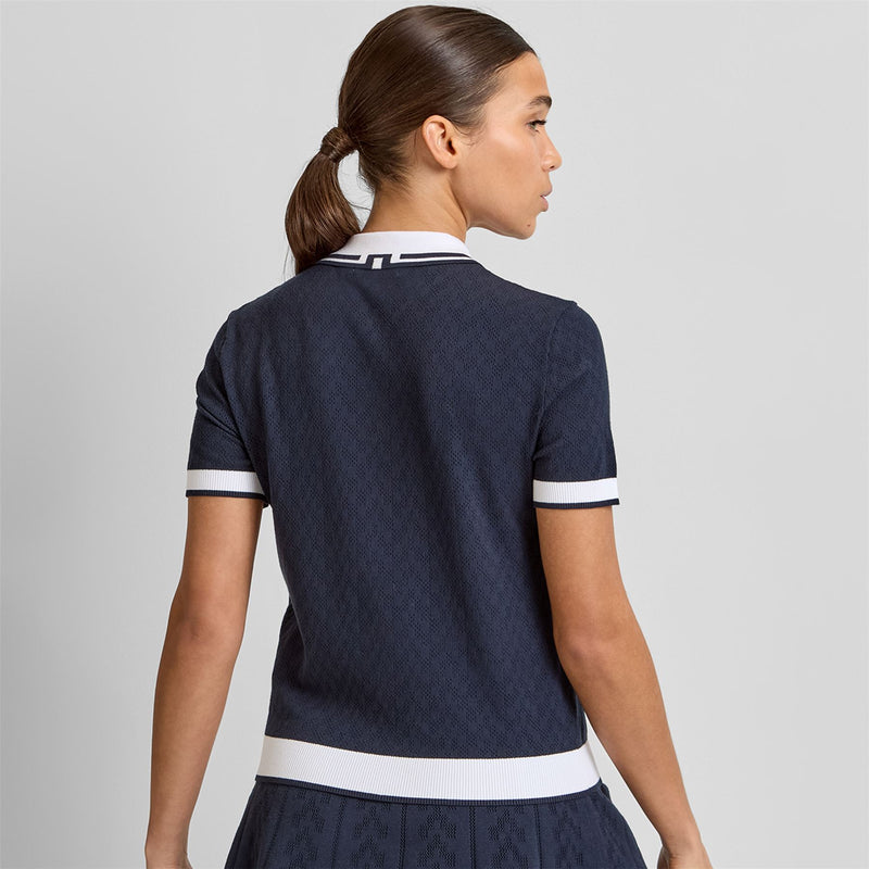 Womens Polly Pointelle Polo JL Navy