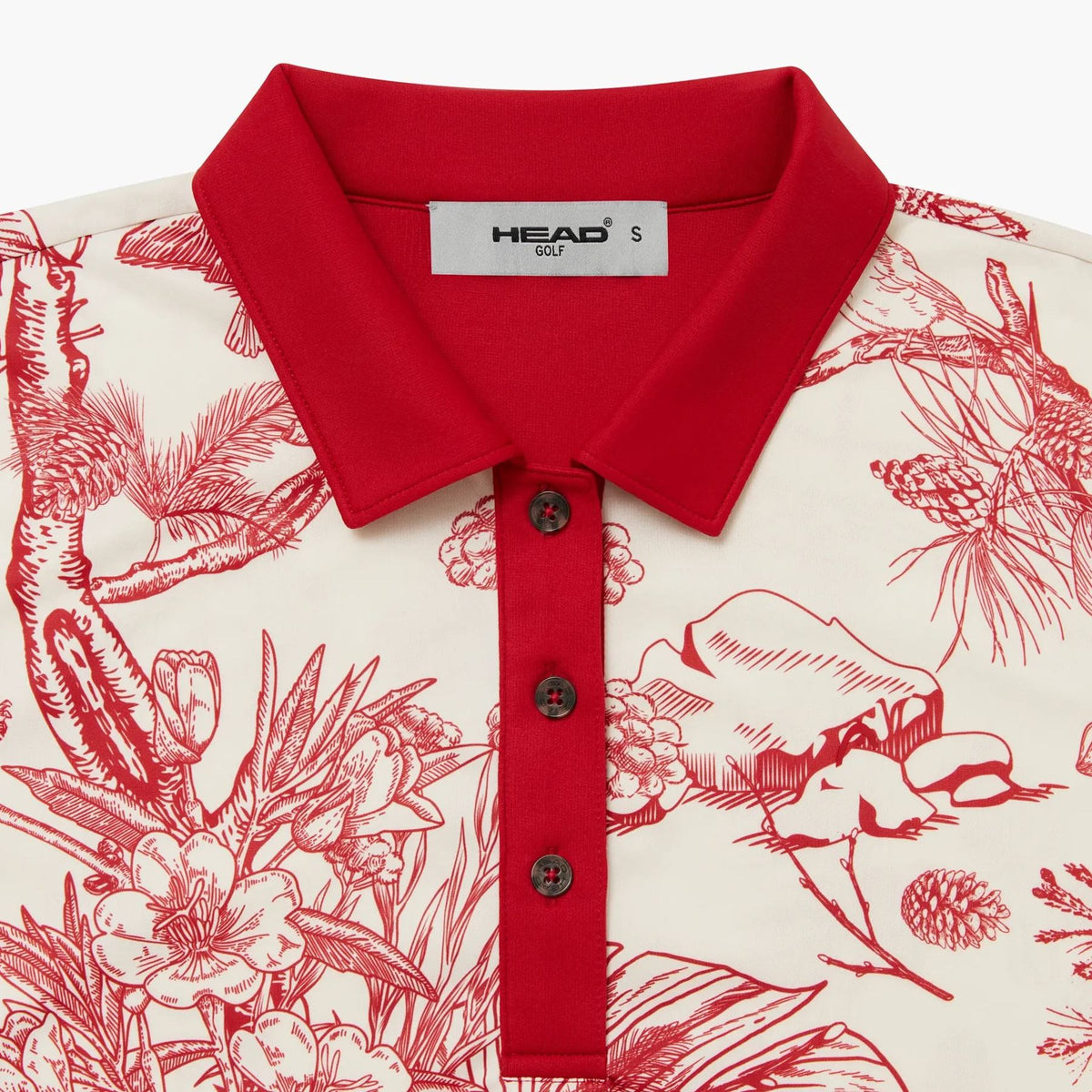 Womens Printed Polo Red Botanical
